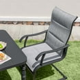 thumbnail image 4 of Nuu Garden 5-Piece Outdoor Dining Table Set, 37" Square Metal Table with Umbrella Hole and 4PCS C-Spring Motion Padded Textilene Metal Chairs. All-Weather Patio Outdoor Furniture, Light Grey&Black, 4 of 10