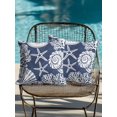thumbnail image 3 of Outdoor Pillows Waterproof, Navy Blue Starfish Coastal Throw Pillows with Inserts Included, Summer Coral Shell Beach Nautical Indoor Outdoor Decorative Lumbar Pillow for Bed/Couch/Patio 16"x16", 2Pcs, 3 of 8