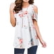 thumbnail image 2 of Qarigey Camiseta de mujer con estampado bohemio y hombros descubiertos, blusa de manga corta con hombros descubiertos Prendas para la parte del cuerpo Blanco M Qarigey AP003084-12, 2 of 6