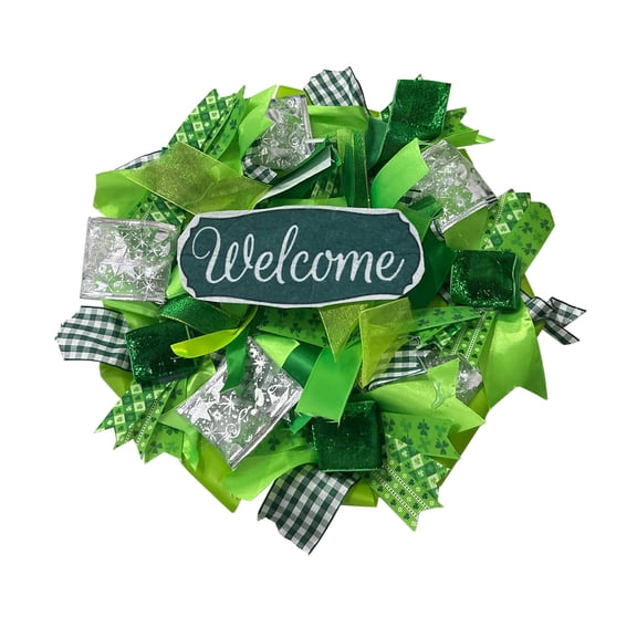 Ongmies St. Patricks Day Wreath Welcome Sign Garland Hanging Ornament Front Door Garland for St. Patricks Day Home Decorations