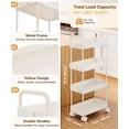 thumbnail image 3 of Enogets 4 Tier Utility Rolling Cart, Mobile Storage Cart with Lockable Caster Wheels, Handle & Hooks, White, 3 of 11