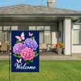 thumbnail image 3 of JOOCAR Linen Garden Flag with Hydrangea and Butterflies for Spring Summer Home Outdoor Garden Yard Door Decor 12x18 inch, 3 of 5