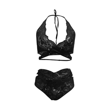 

Ladies Fashion Sexy Lingerie Fishnets Lace Flowers Hollow Sexy Halter Neck Mesh Open Crotch Panties Suit sexy womens lingerie women sexy lingerie strappy lingerie