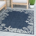 thumbnail image 6 of 8ft Round Water Resistant, Large Indoor Outdoor Rugs for Patios, Front Door Entry, Entryway, Deck, Porch, Balcony | Outside Area Rug for Patio | Navy, Coastal | Size: 7'10'' Round, 6 of 6