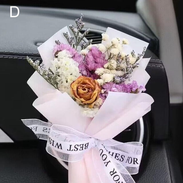 Small Bouquet Car Air Freshener Vent Clips, Mini Dried Flower Bouquet Car Air Conditioning Outlet Perfume Clip Decoration Car Essential Oil Diffuser Vent Clip Auto Interior Accessories