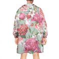 thumbnail image 2 of Wearable Oversized Blanket,Pioneer Flower Floral Print Pattern Wearable Blanket Hoodie for Adults,Cozy Hooded Blankets with Super Pockets,Super Warm Fuzzy Pullover for Women & Men, 2 of 6