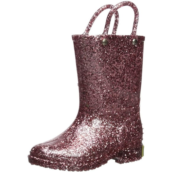 Western Chief Girls' Glitter Waterproof Rain Boot, Rose Gold, 13 M US Little Kid