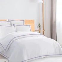 400TC Cotton Double Edge Embroidery Sateen Solid Duvet Cover Set