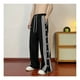 thumbnail image 2 of Pantalones con botones laterales para hombre Pantalones con botones a presión divididos a rayas sueltos informales de moda para otoño Negro XL, 2 of 8