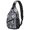 Geometric Flower Blue Pattern, variant on Geometric Triangle Beige Pattern Sling Backpack, Unisex Daily Travel Sling Pack with Side Mesh Pockets, Adjustable Ambidextrous Strap Gift Ideas for Travel Shopping Commuting