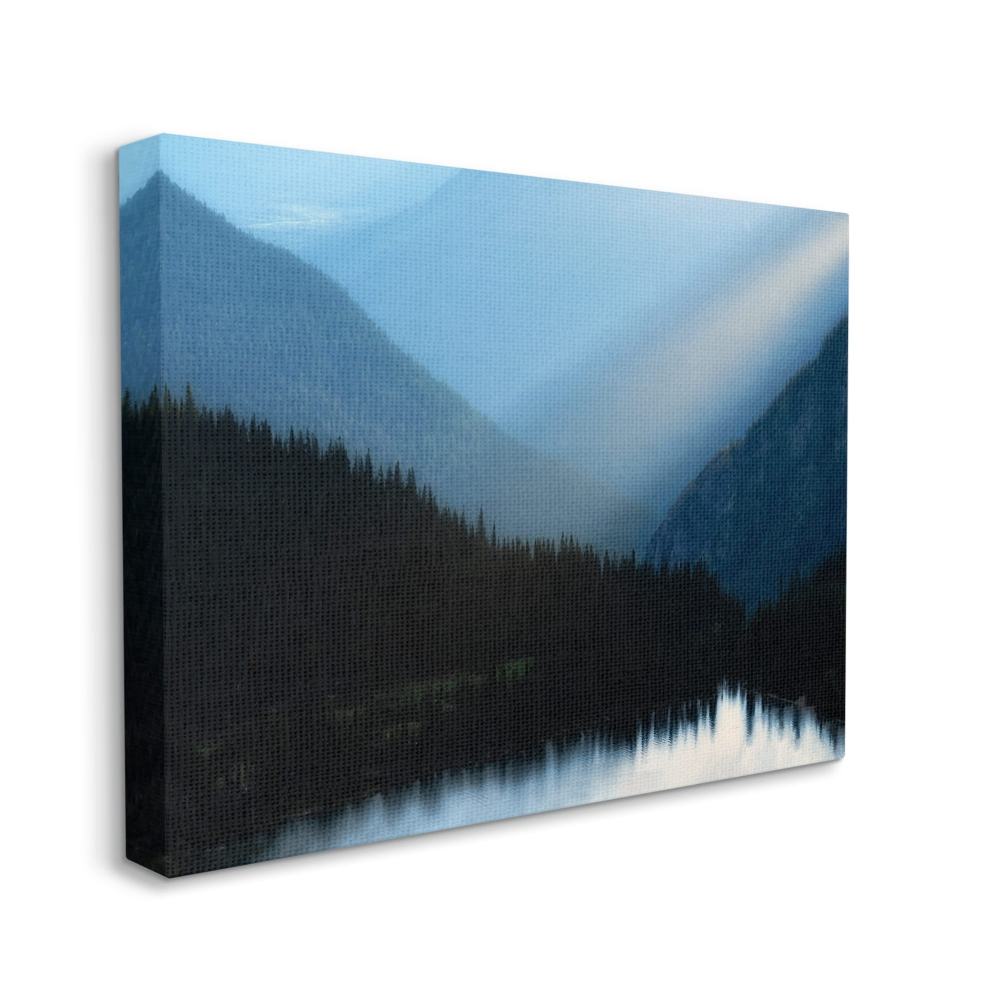 Stupell Industries Blue Mountain Trees Reflection Coastal Photography Gallery Wrapped Canvas Print Wall Art