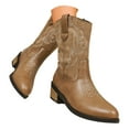 thumbnail image 3 of UngA Womens Cowgirl Boots Pull On Cowboy Boots Mid Calf Western Boots Available in Regular and Wide Calf Khaki,Size 9.5, 3 of 6