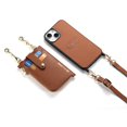thumbnail image 6 of SaniMore for iPhone 14 Case, PU Leather Removeable Zipper Purse with Card Slots Crossbody Lanyard Shockproof Bumper Anti-drop Love Heart Stylish for Girls Women Wallet Cover for iPhone 14, Brown, 6 of 9