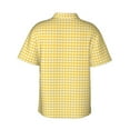 thumbnail image 3 of Daiia Yellow Gingham Hawaiian Shirt for Men Gentle Cotton Regular Short Sleeve Casual-Medium, 3 of 9