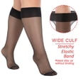 thumbnail image 2 of G&Y Women's Plus Size Knee High Stockings - 9 Pairs with Widened Ribbed Cuff, Black, 2 of 5
