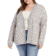 Karen Kane Plus Size Animal Jacquard Cardigan