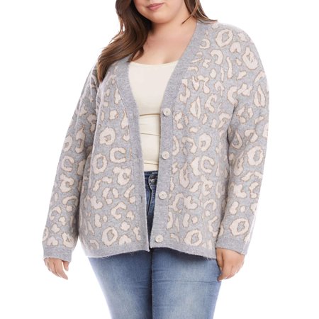 Karen Kane Plus Size Animal Jacquard Cardigan