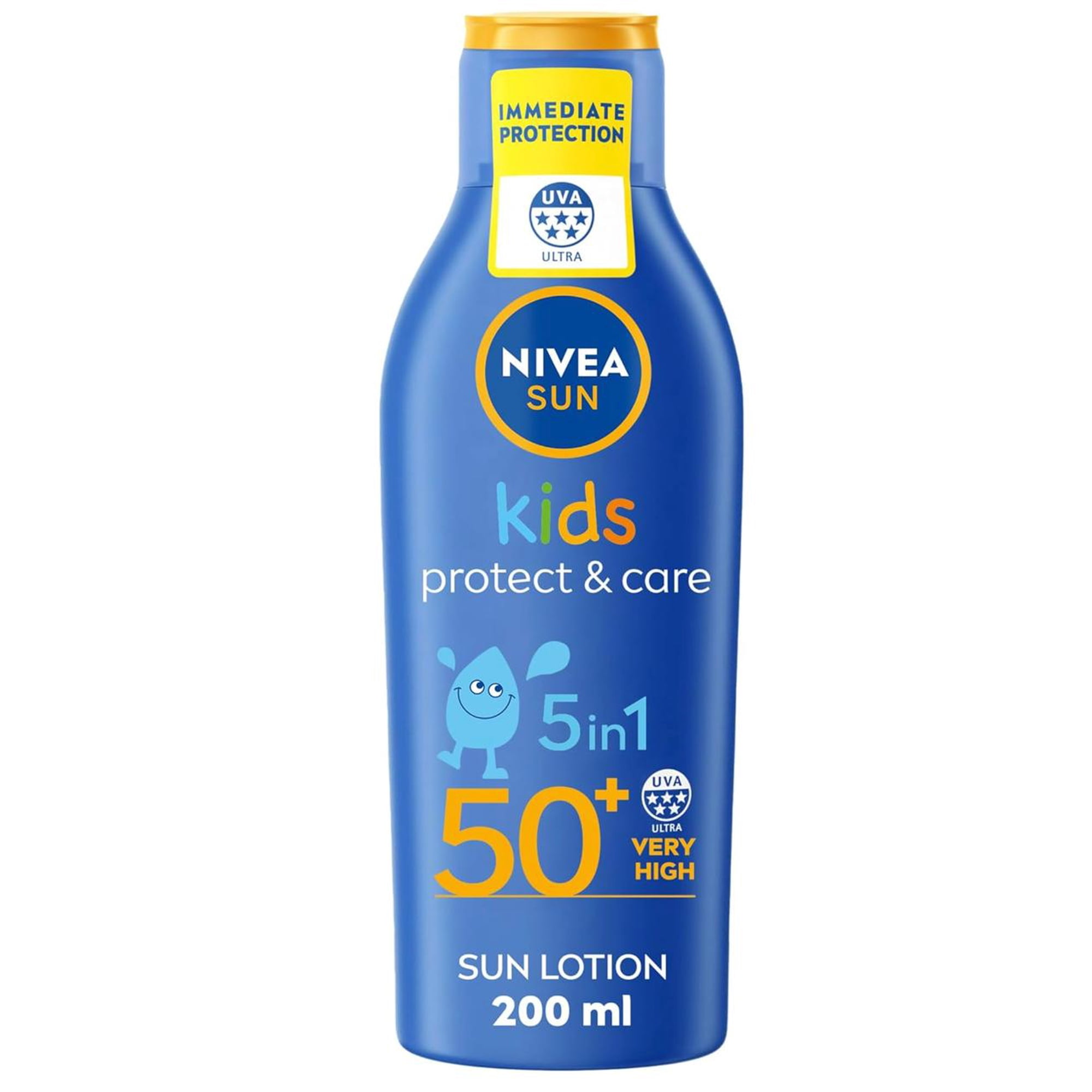 NIVEA SUN Kids Protect & Care SPF 50+ Sun Lotion 200ml | 5-in-1 Skin Protection | UVA/UVB | Extra Water Resistant | New Formula