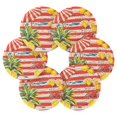 thumbnail image 7 of Yayeee 6 PCS Drink Coasters with Holder Set Woven Absorbent Round Tabletop Hot Pad, Striped Lemon, 7 of 7