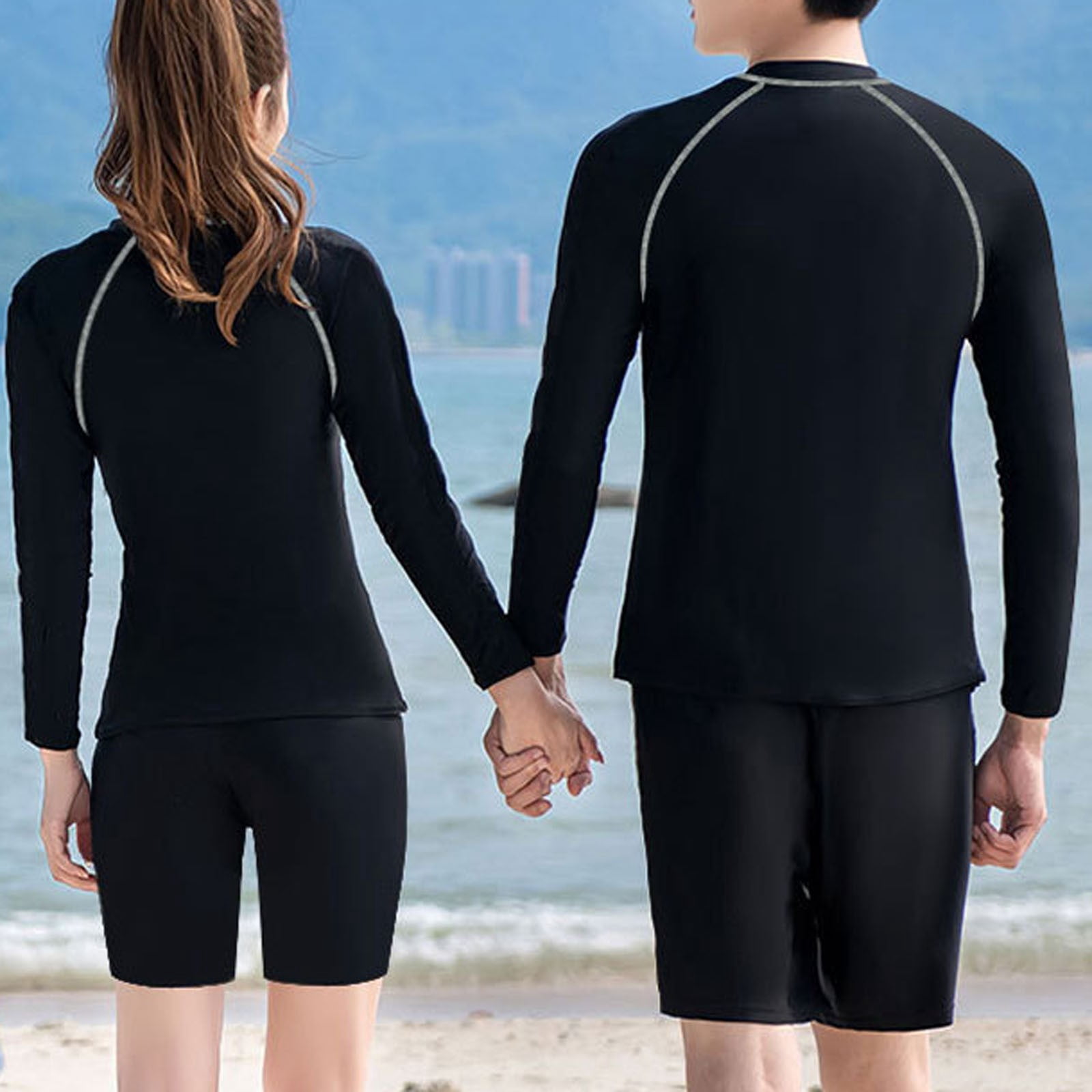 Icvfdpl Men Casual Long Sleeved Diving Top Suit Swimsuit Sunscreen Fast Dry Surfing Shorts Suit