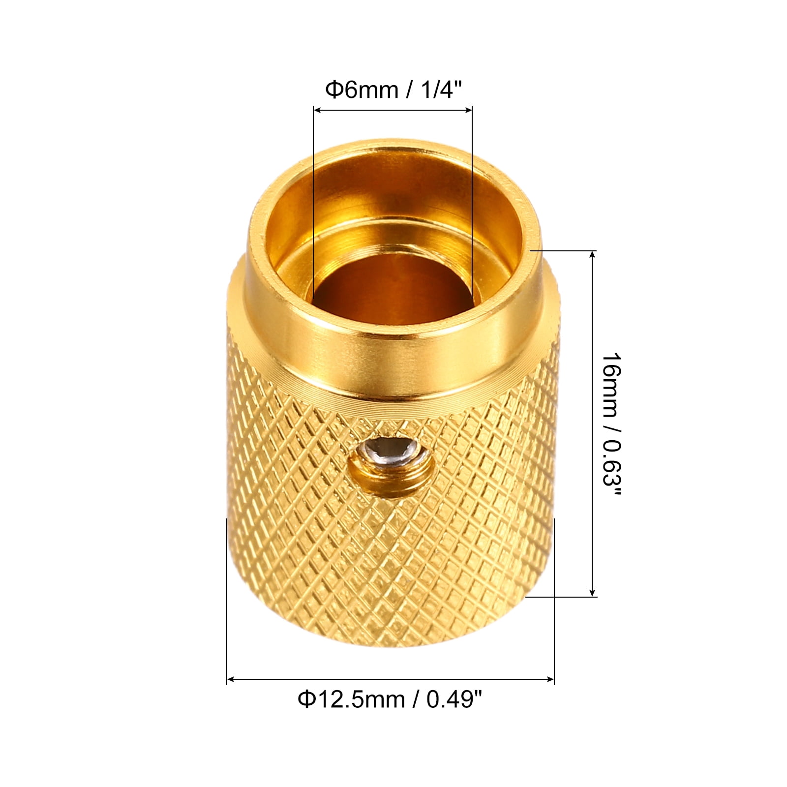 Uxcell 8 Pcs Aluminium Potentiometer Knobs, 1/4"(6mm) IDx1/2"(12.5mm) ODx5/8"(16mm) Height Universal Volume Tone Control Knobs for Guitar, Bass, Oval Indicator, Gold