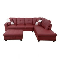PonLiving Furniture Wellington Living Room Sectional with Ottoman / Upholstery Color: Red, Orientation: Right Hand Facing