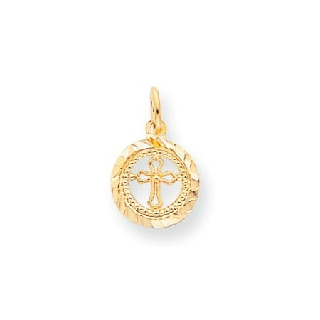 10k Yellow Gold CROSS IN FRAME CHARM (0.7in long x 0.4in wide)