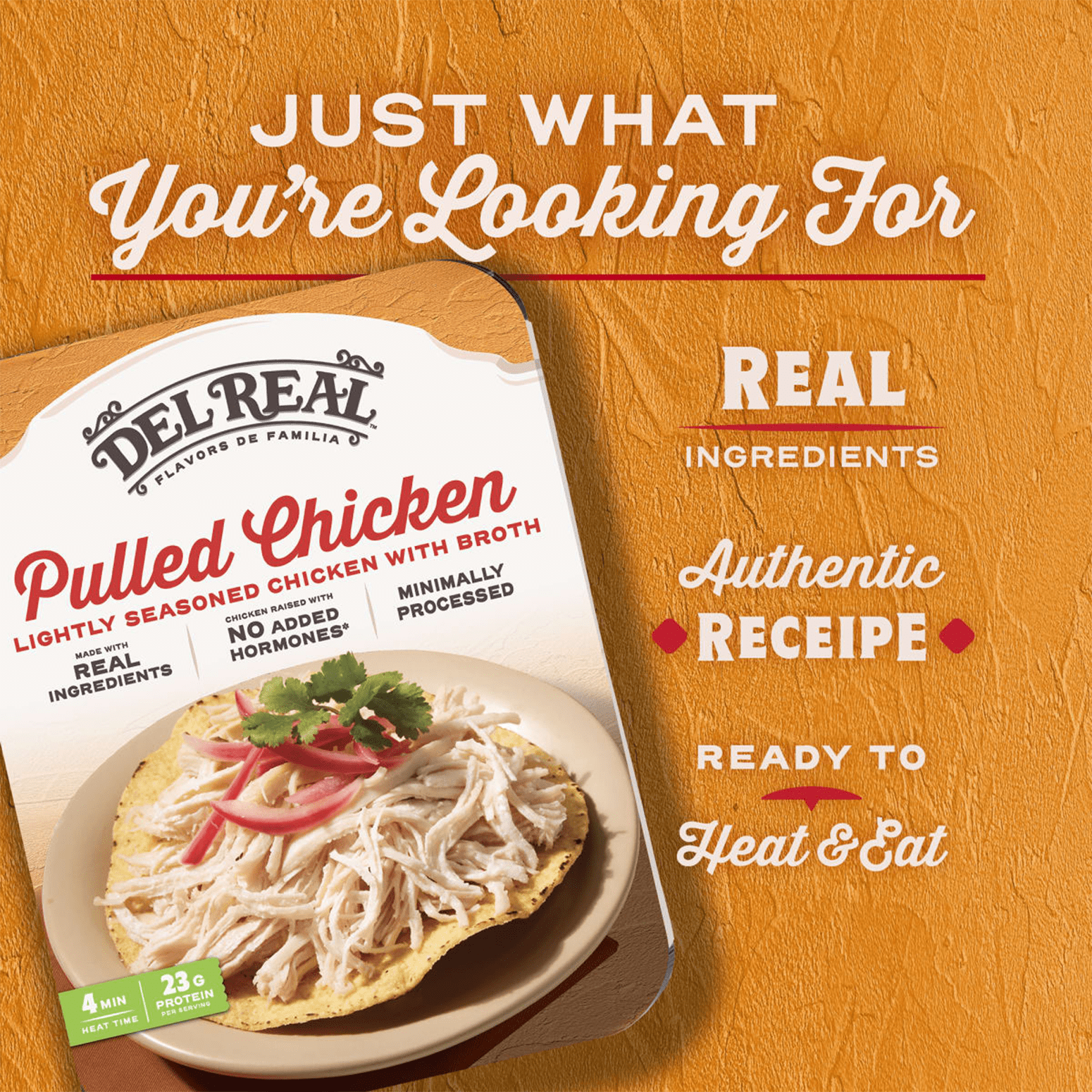 (3 pack) Del Real Foods Seasoned Pulled Chicken, Pollo Deshebrado, 15 oz (Cooked)