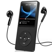 AGPTEK A02S Lecteur MP3, lecteur de musique sans perte avec fente pour carte Micro SD, 16 Go Noir