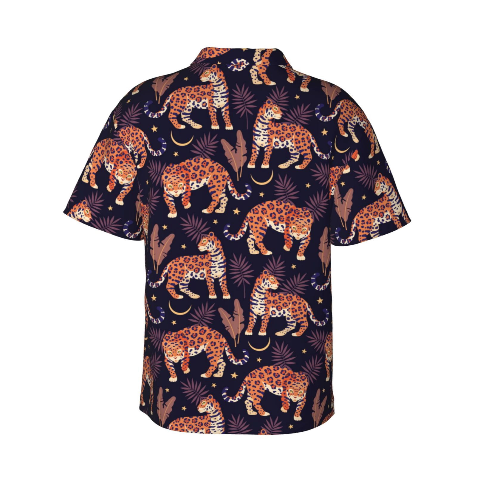 Daiia Leopard Print Hawaiian Shirt for Men Gentle Cotton Regular