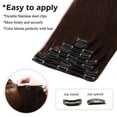 thumbnail image 5 of Benehair 100% Real Remy Human Hair Extensions Clip In Thick Double Weft Full Head 10"-24" Long Soft Brown Women Soft, 5 of 11