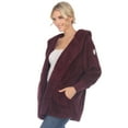 thumbnail image 2 of White Mark Women's Plush Hooded Cardigan with Pockets, 2 of 6
