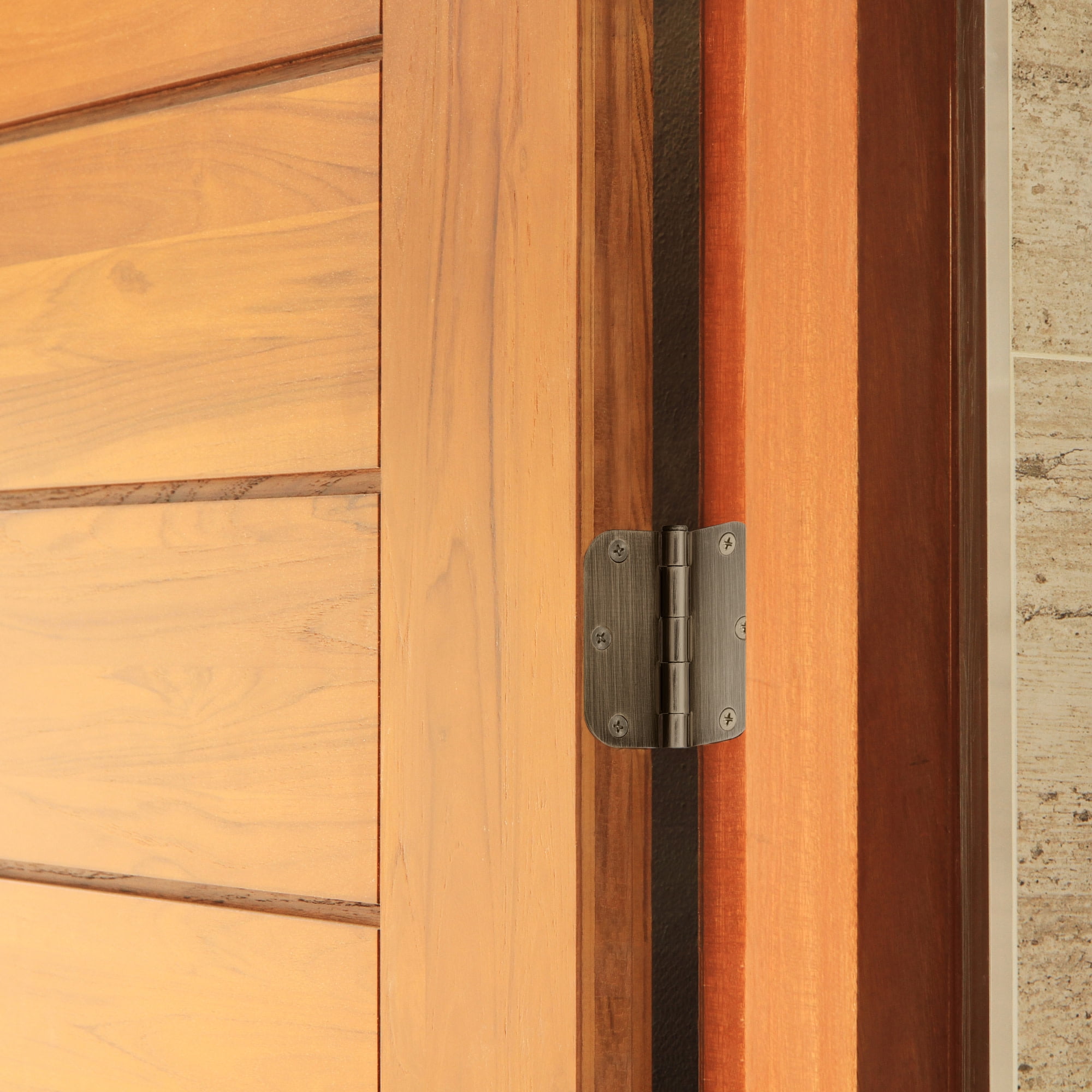 Antique Brass Steel Plain Bearing Door Hinge with Removable Pin, 3-1/2 x 3-1/2 in. 5/8 in. Radius, 3-Pack