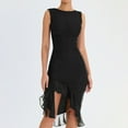 thumbnail image 4 of Women's Backless Pleated Midi Dress - Round Neck Sleeveless, Polyester, Party/Casual - S-L Sizes, 4 of 6
