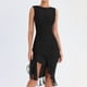 thumbnail image 4 of Vestido midi plisado sin espalda para mujer - Cuello redondo sin mangas, poliéster, para fiesta/casual - Tallas S-L, 4 of 8