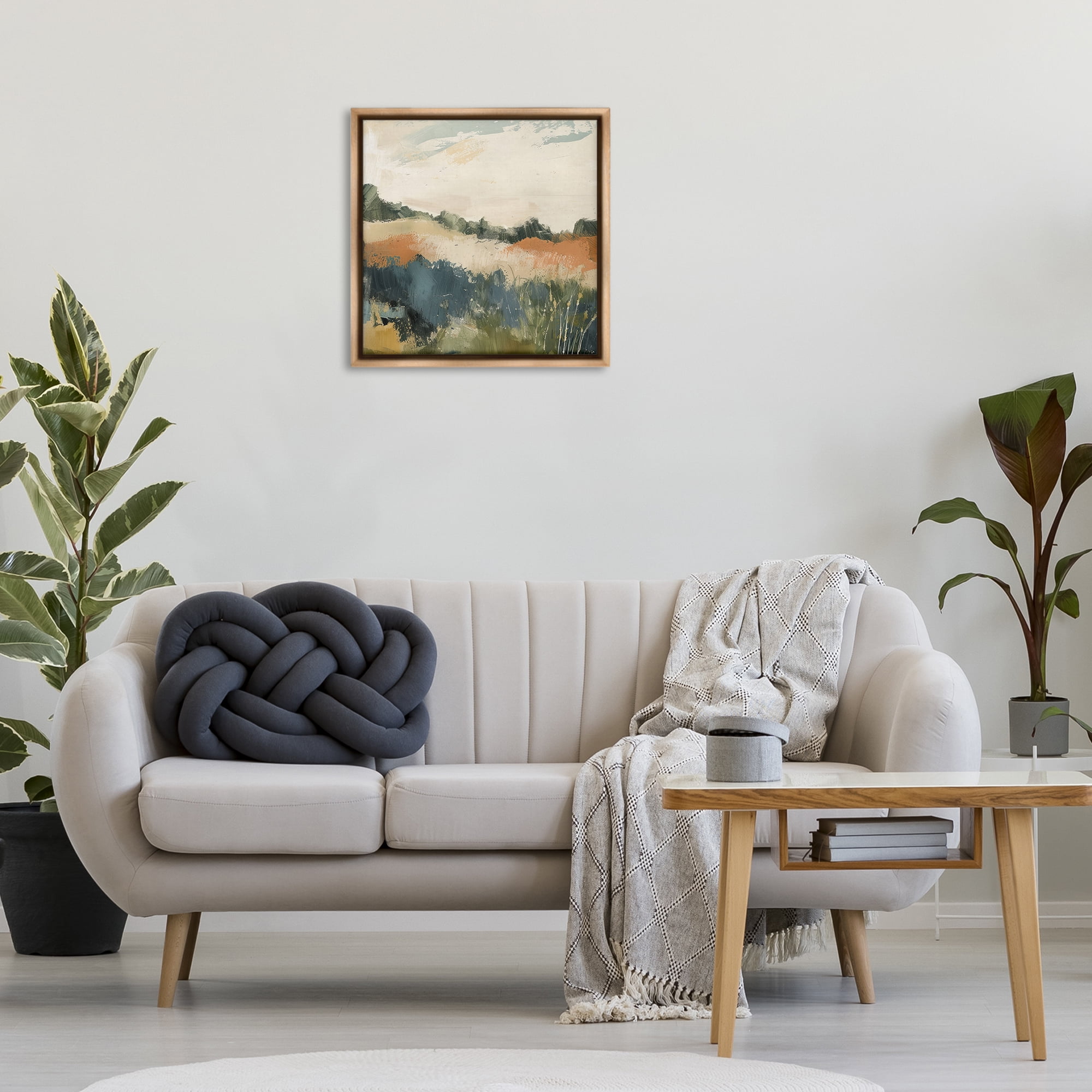 Stupell Industries Abstract Neutral Landscape Landscape & Nature Painting Brown Floater Framed Canvas Art Print Wall Art, 25 x 25