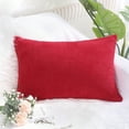 thumbnail image 1 of PiccoCasa Housse de Coussin Décorative en Velours Côtelé à Rayures de Maïs, Rouge 12 Pouces x 18 Pouces, 1 of 9