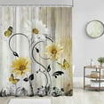 thumbnail image 2 of Yellow Floral Shower Curtain Rustic Flower White Daisy Black Leaf Butterfly Sunflower Vintage Grey Bright Wildflower Botanical Spring Home Bathroom Decor Bathtub Set with 12 Hooks, 72x72, Retro, 2 of 6