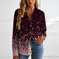 thumbnail image 5 of felwors Button Down Shirt for Women 3/4 Sleeve Blouses Floral Printed Tops Business Casual Work Outfits (Wine, M), 5 of 8