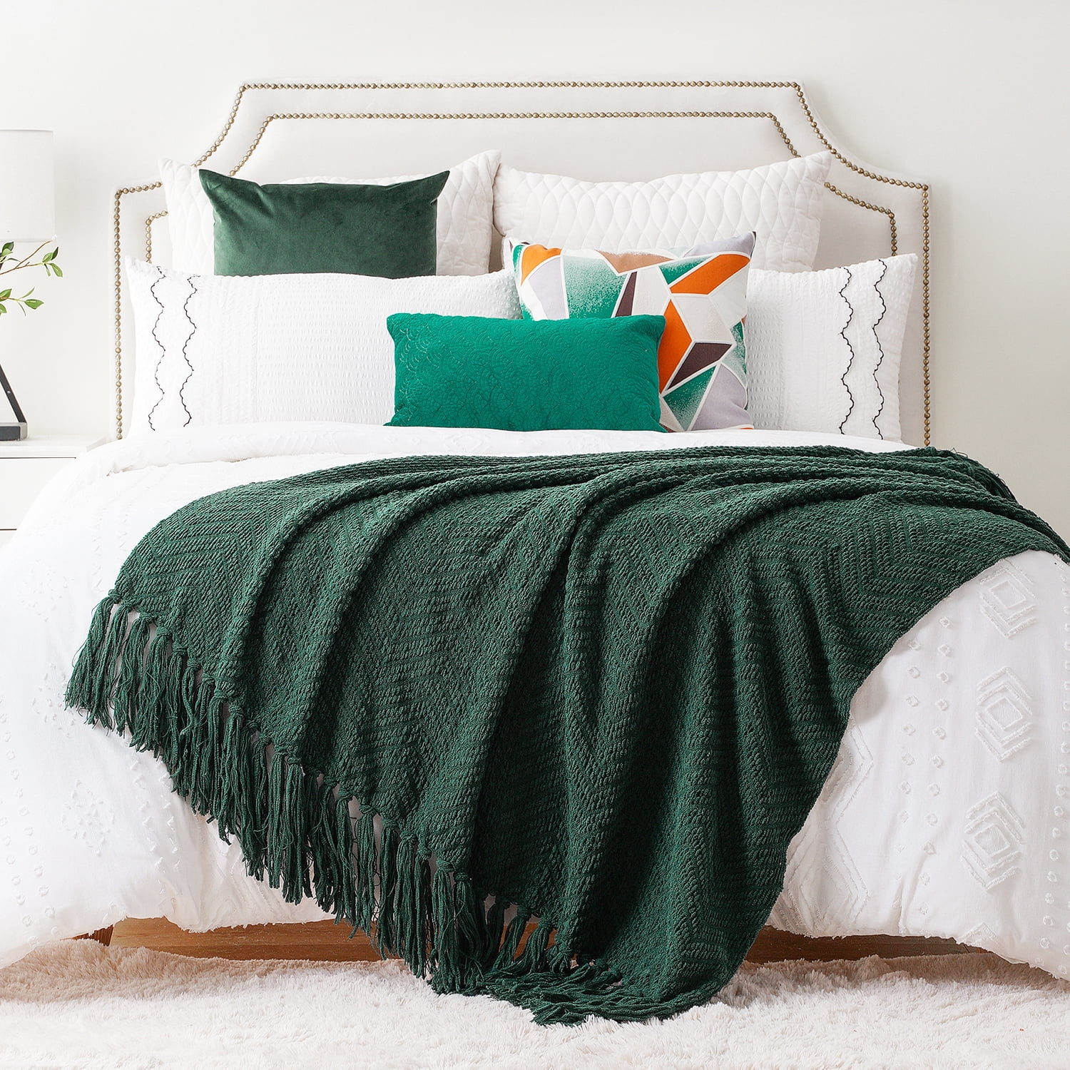 Battilo Forest Green Throw Blanket for Couch,Knit Christmas Green Blanket for Living Room Decor,50"x60"