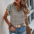 thumbnail image 3 of Valcatch Women's Casual Floral Print V Neck Ruffle Short Sleeve Summer Shirts Tops Loose Blouses, 3 of 6