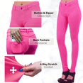 thumbnail image 3 of Red Fox Vivid Hot Pink Fuchsia Skinny Casual Dress Pants, Super Comfy Moleton Stretch Jeggings Legging Cotton Yoga Pants for Tall Plus Women, 3 of 4