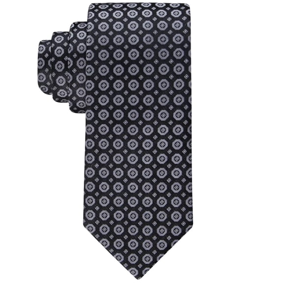 Calvin Klein CK21100021 Necktie Men's Black Polyester Hex Dot Medallion MXX85 (Black,One Size)
