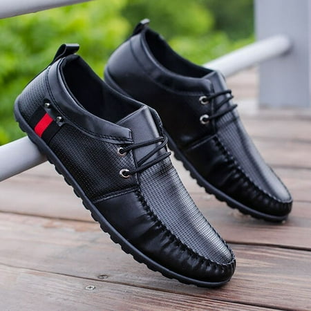 

2022 Fashion Leather Breathable Men s Peas Shoes Solid Color Nonslip Men Driving Shoes Spring Autumn New British Casual Sneakers