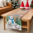 thumbnail image 5 of Burlap Table Runner 70 Inches Long,Retro Snowman Deer on Farm Wood Board Non-Slip Kitchen Table Runners for Dining Room Everyday Use Party Table Decorations Winter Snowflake, 5 of 9