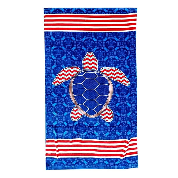 101 Beach Summer Trendy Printed Large Beach Pool Towel Red White Blue Turtle Walmart Com Walmart Com