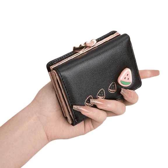 GASTROPOD Girls Wallet Elegant Intellectual Fashion Wallet for Teen Girls Cute Fruit Adornment Cash Wallet Black