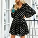 thumbnail image 5 of Vestido De Gasa Con Lunares Para Mujer, Vestido De Lunares De Manga Larga Para Mujer, Cómodo, A La Moda, Cintura Suave Al Tacto, Ajuste Delgado, Informal Para Vacaciones Para ANGGREK Otros, 5 of 8