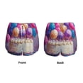 thumbnail image 3 of Yiaed Colorful Balloon Cake Celebration Print Women's Running Shorts with Liner 3 Zipper Pockets Elastic Workout Athletic Gym Yoga Shorts-Small, 3 of 7