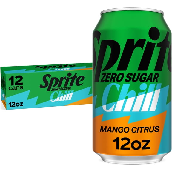 Sprite Zero Sugar Chill Mango Citrus Soda Pop Cans, 12 fl oz, 12 Pack